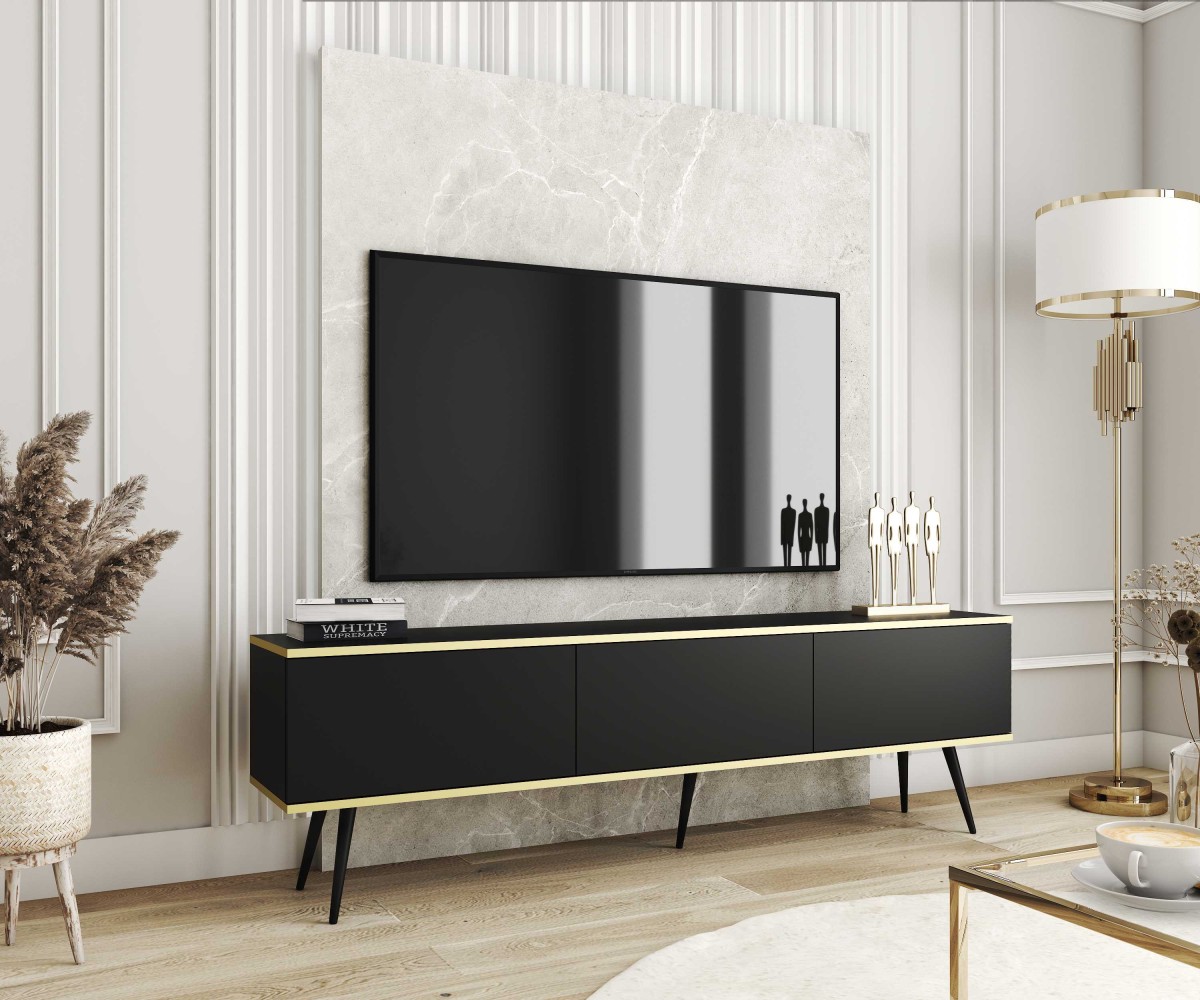 "Oro" sienas vai grīdas TV skapītis, 135 vai 175 cm, melns — изображение 5