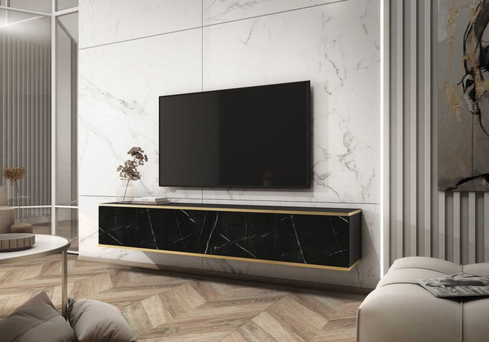 Pie sienas stiprināms vai brīvi stāvošs TV skapītis Oro 135 vai 175 cm marmors — изображение 3