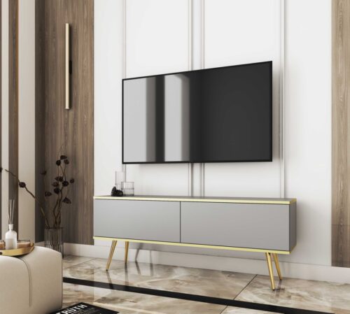 Oro pie sienas stiprināms vai brīvi stāvošs TV skapītis, 135 vai 175 cm, pelēks