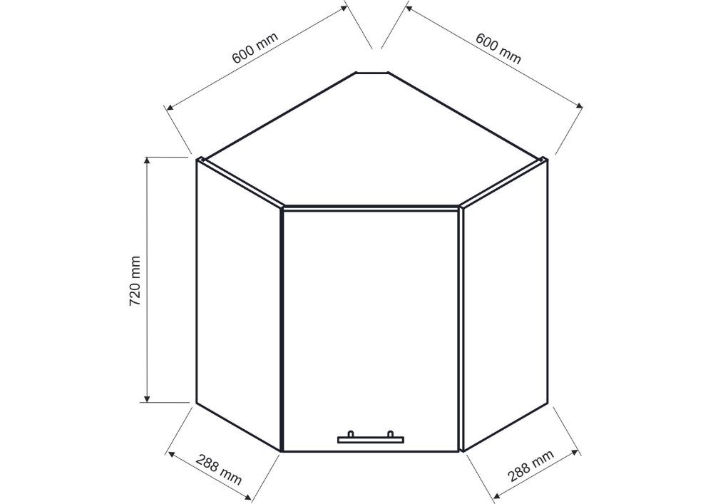 Augšējais sienas stūra skapis 60 cm Natalia WR P/L — изображение 2
