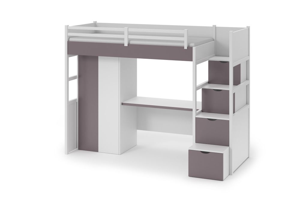 TRISTAN mezzanine ar divstāvu gultu, skapi un rakstāmgaldu 90x200 cm — изображение 2
