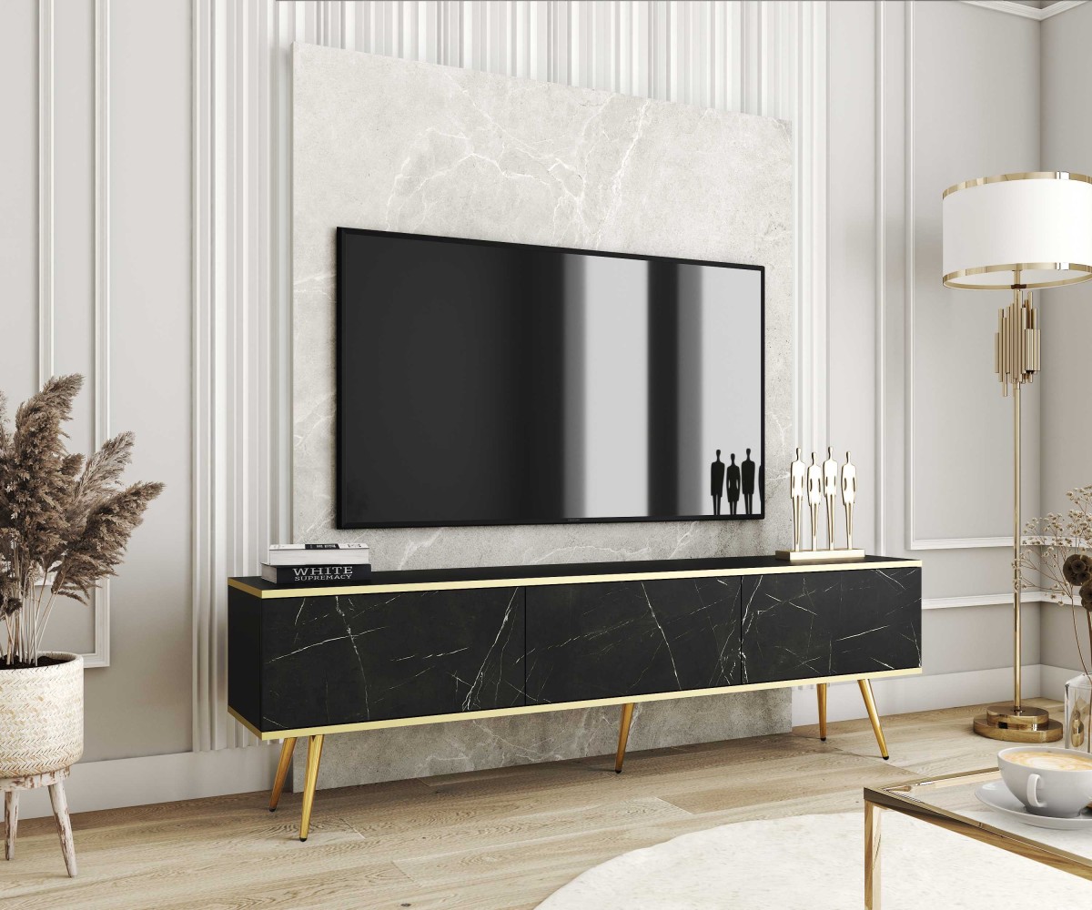 Pie sienas stiprināms vai brīvi stāvošs TV skapītis Oro 135 vai 175 cm marmors — изображение 4