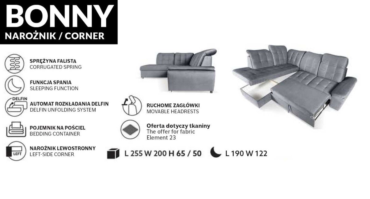 Bonny auduma stūra dīvāns ar galvas balstiem - IZPĀRDOŠANA — изображение 6