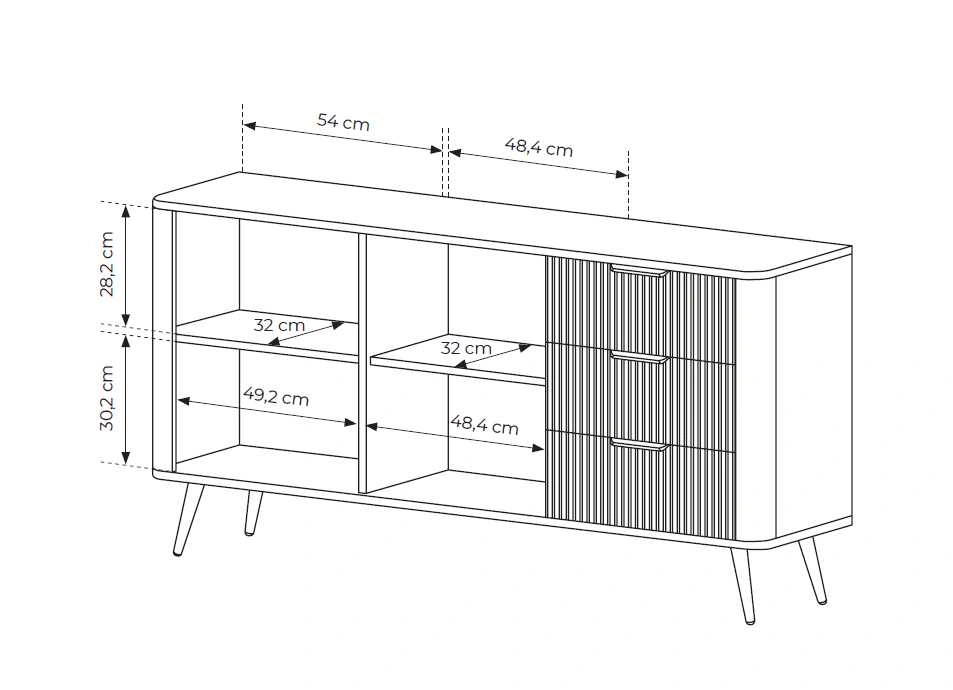 Lante kumode 163 cm 2D3S uz augstām zelta kājām, bēša — 6 attēls