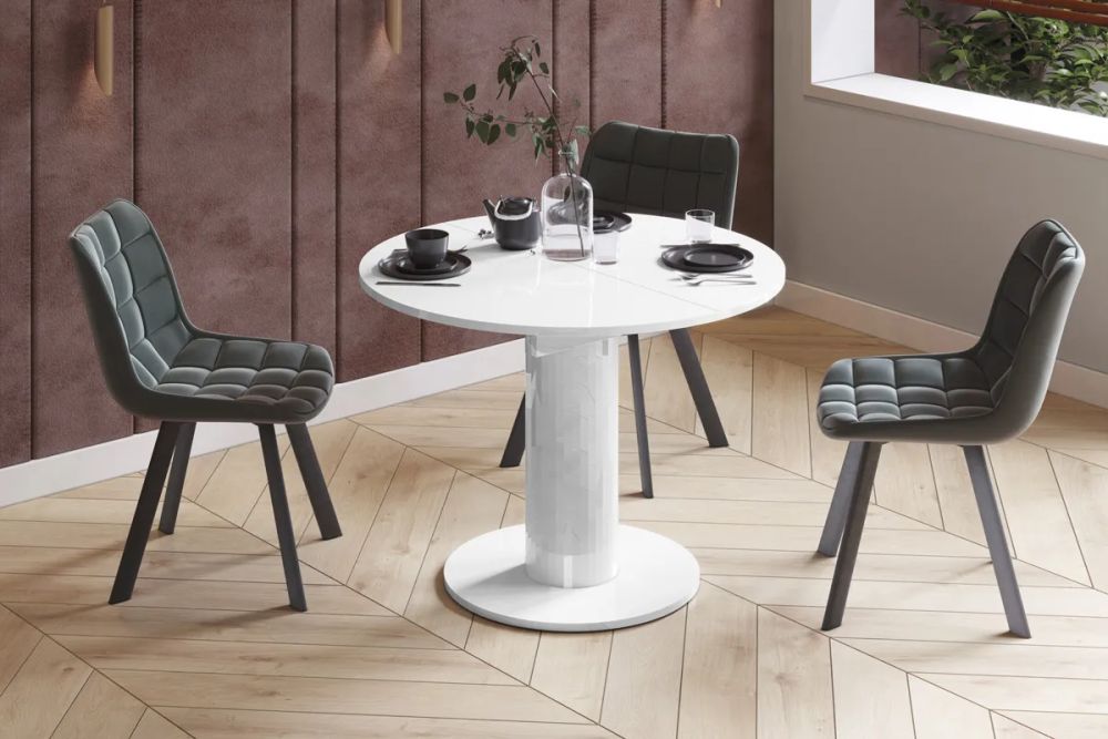 Izvelkams galds SOLO LUX 100(144)x100 balts matēts — 2 attēls