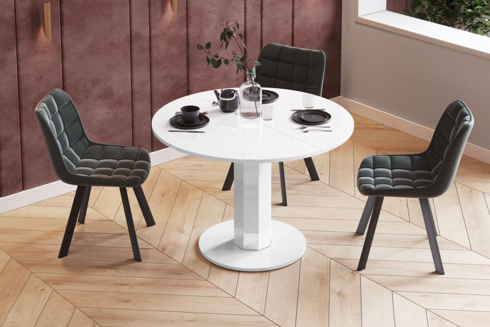 Izvelkams galds SOLO LUX 100(144)x100 balts, spīdīgs — изображение 2