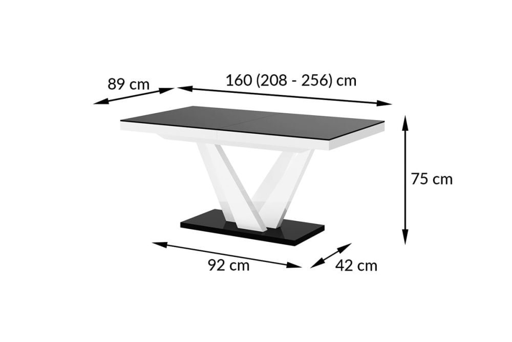 VEGAS izvelkams galds 160(256)x89 ozols/balts — 2 attēls