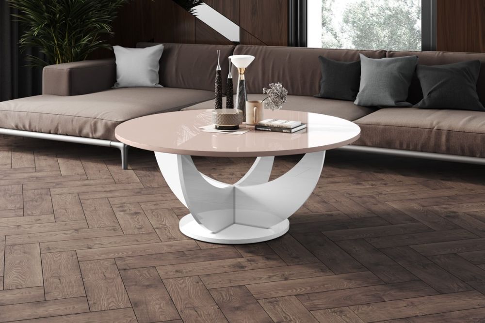 CAPRI kafijas galdiņš 100x100 kapučīno spīdīgs/balts spīdīgs — изображение 2
