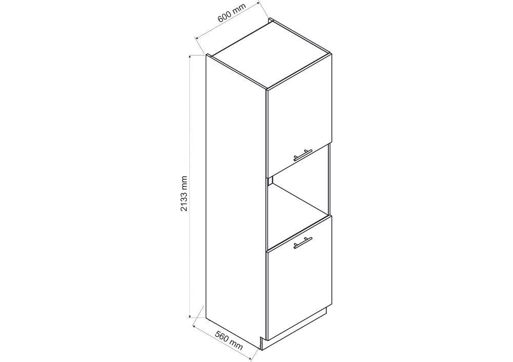 60 cm kolonnas skapis krāsnij Natalia D60PK/2133 P/L — 2 attēls