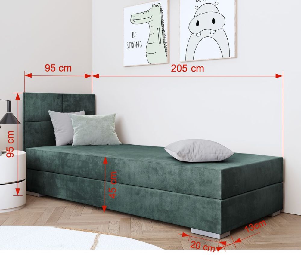 TOMAR I gulta ar uzglabāšanas kasti un mīkstu matraci 90x200 cm — 2 attēls