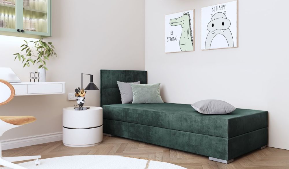 TOMAR I gulta ar uzglabāšanas kasti un materiāli matraci 90x200 cm