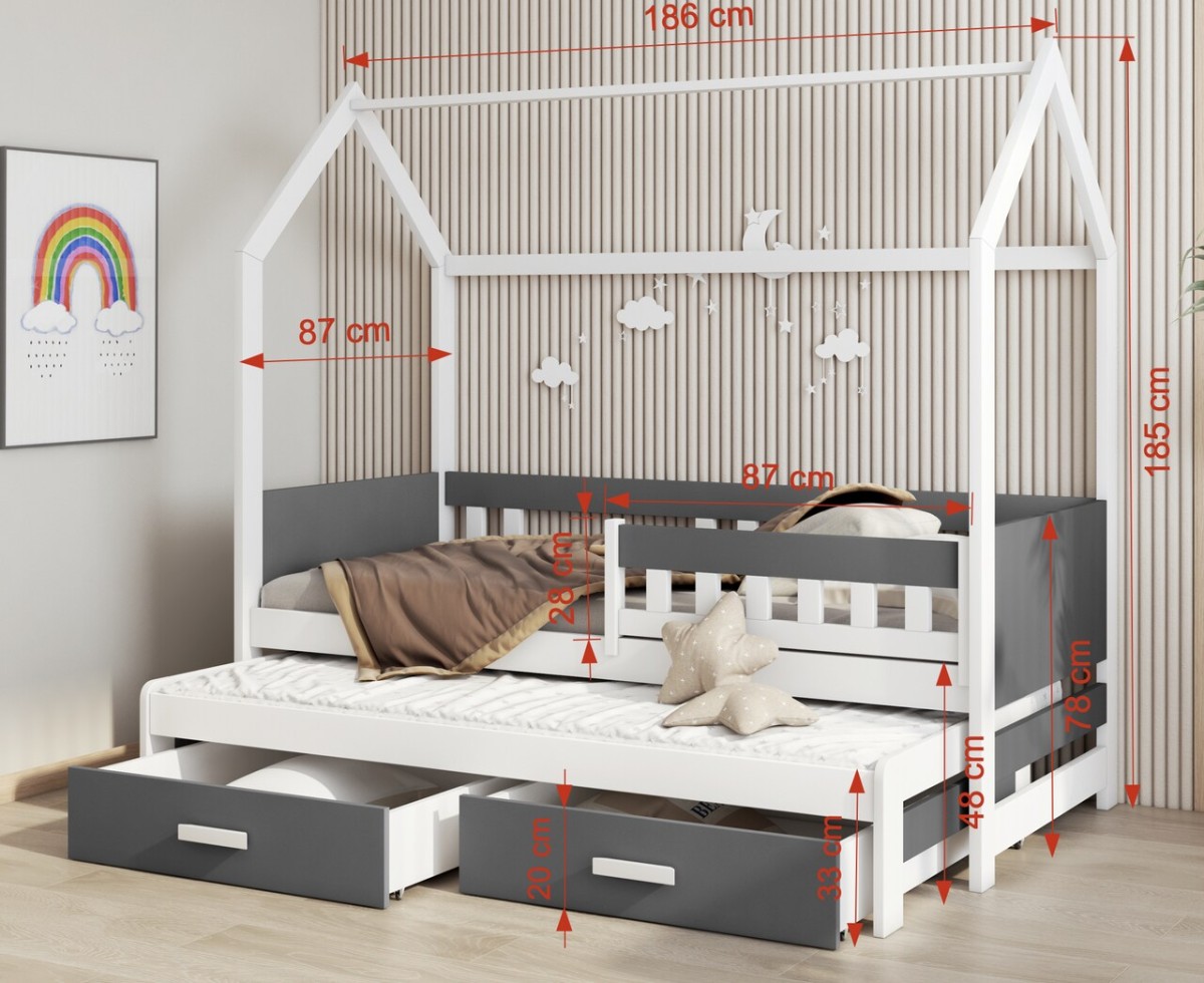 Gulta ar atvilktnēm mājiņa JASPER 2 personām 90x200 cm — изображение 5