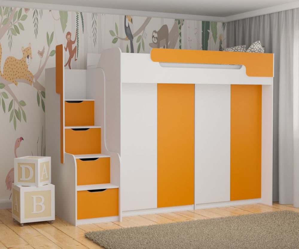 Divstāvu gulta DORIAN III uz mezanīna ar diviem skapjiem 90x200 cm — 4 attēls
