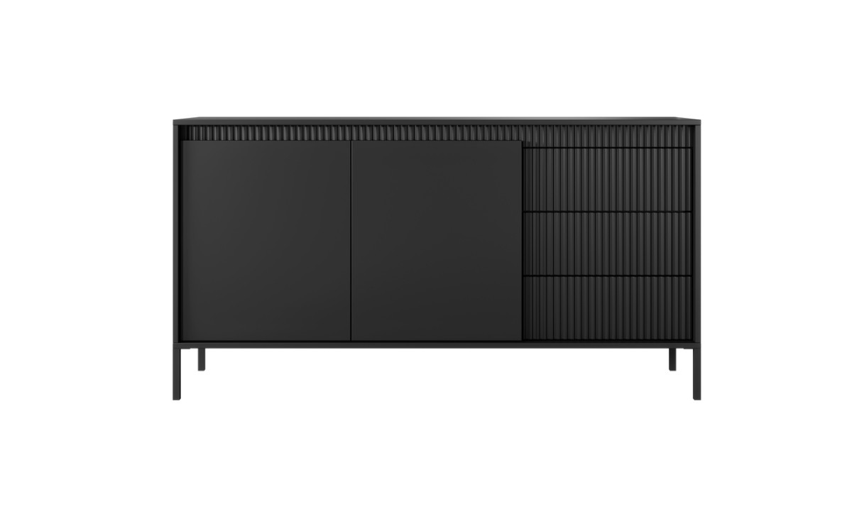 Kumode ar skapjiem un atvilktnēm, rievotas fasādes 153 2D3S Senso melna — изображение 2