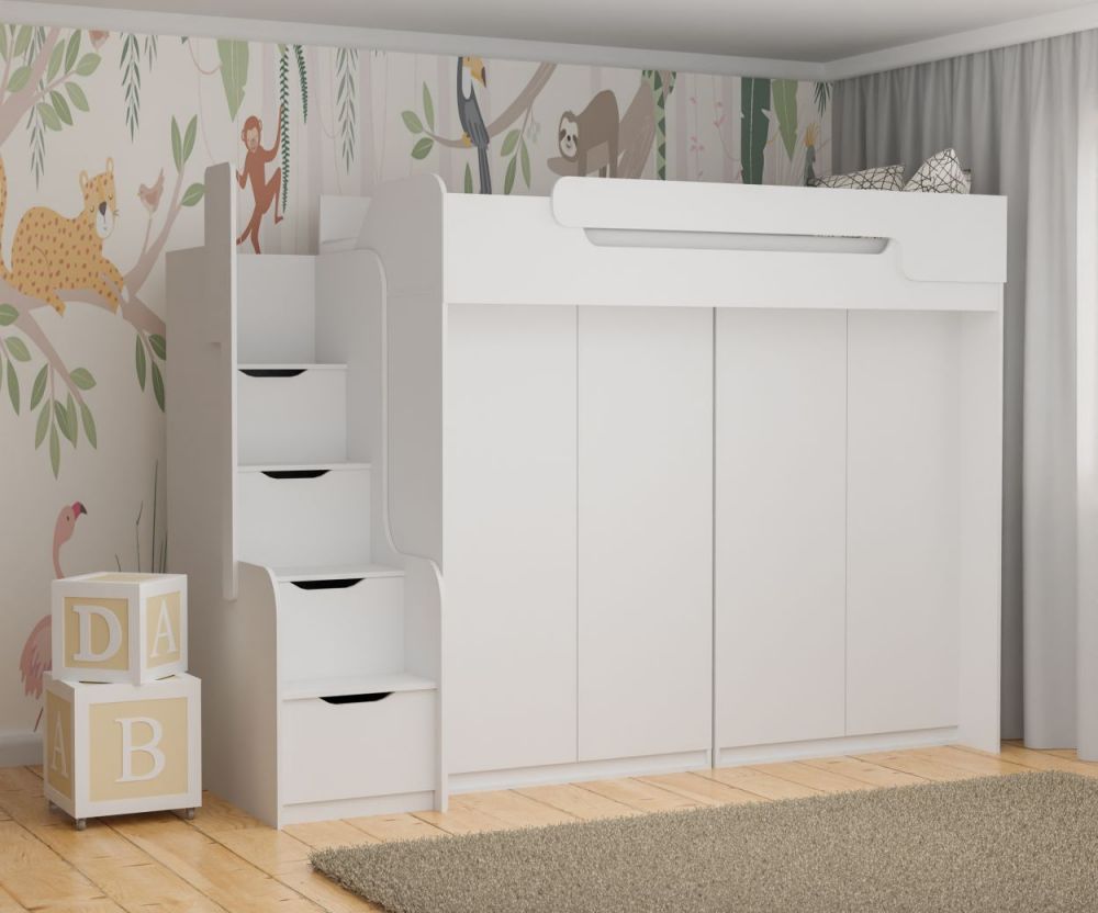 Divstāvu gulta DORIAN III uz mezanīna ar diviem skapjiem 90x200 cm — 5 attēls
