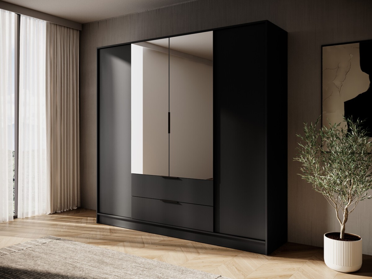 4 durvju lofta stila skapis ar atvilktnēm un spoguļiem Kelly 4DL — изображение 4