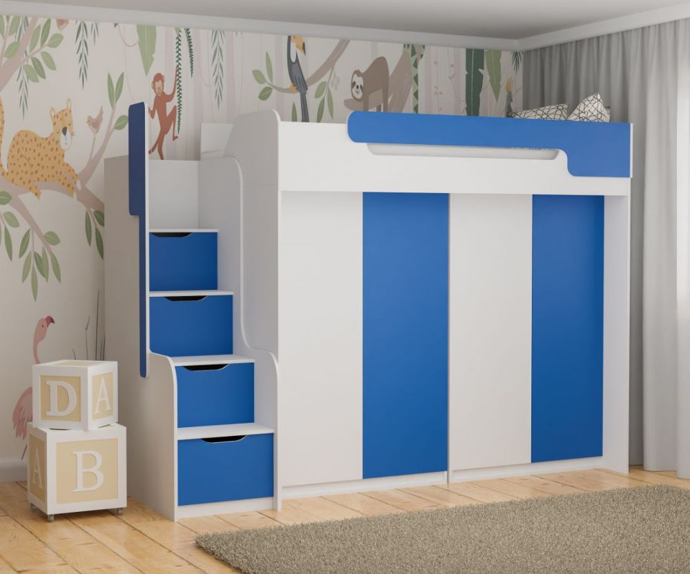 Divstāvu gulta DORIAN III uz mezanīna ar diviem skapjiem 90x200 cm — 6 attēls