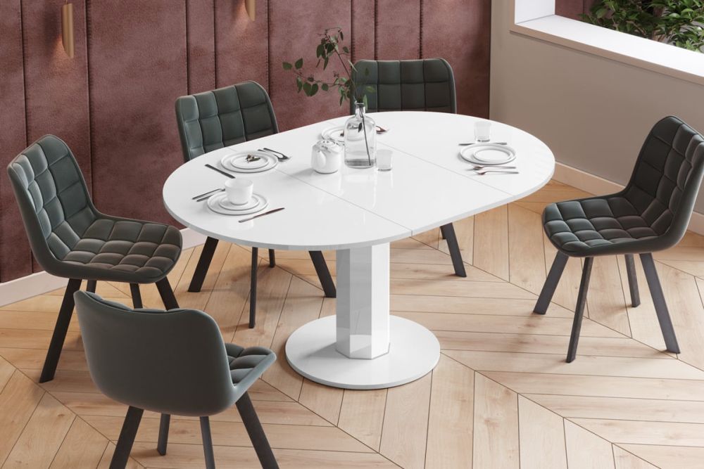 Izvelkams galds SOLO LUX 100(144)x100 balts, spīdīgs — изображение 3