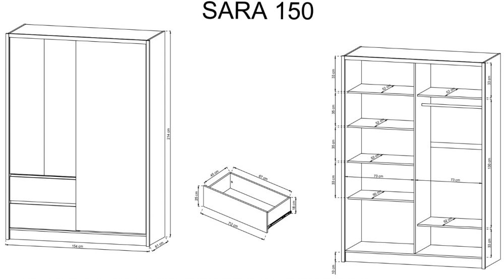Sara 150 bīdāmais skapis - balts — изображение 4