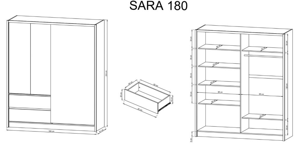 Sara 180 bīdāmais skapis - balts — изображение 4