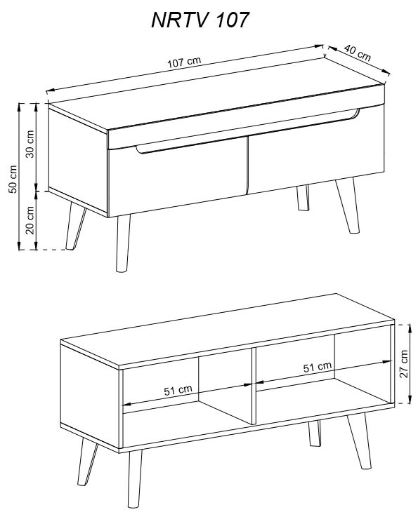Nordi NRV107 TV skapis - spīdīgi balts — 3 attēls