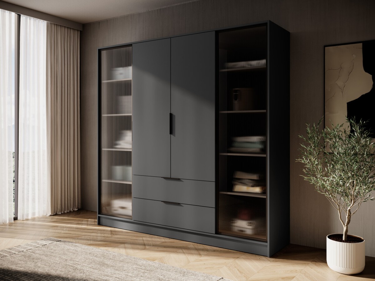 Loft stila skapis ar 4 durvīm, rievām un atvilktnēm, Kelly 4D RD — изображение 2