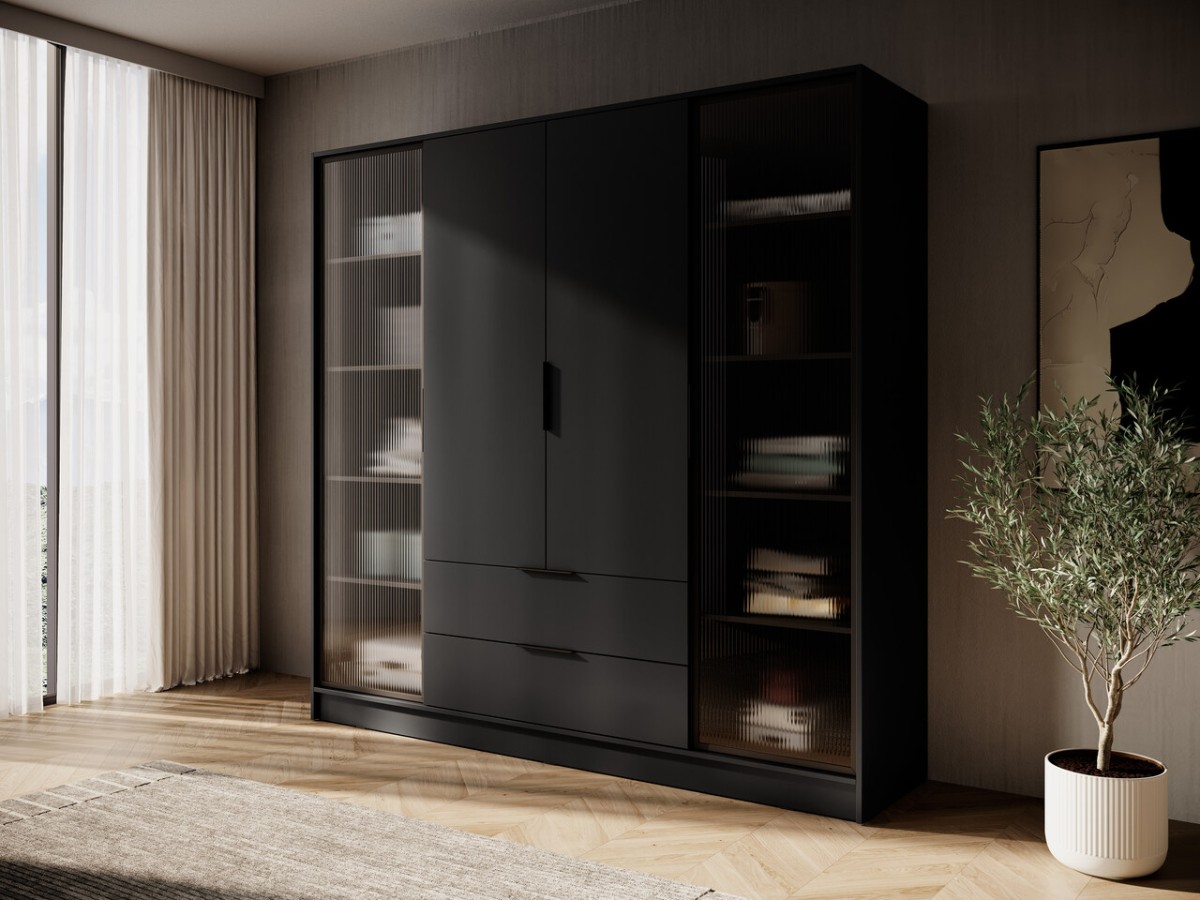 Loft stila skapis ar 4 durvīm, rievām un atvilktnēm, Kelly 4D RD — изображение 3