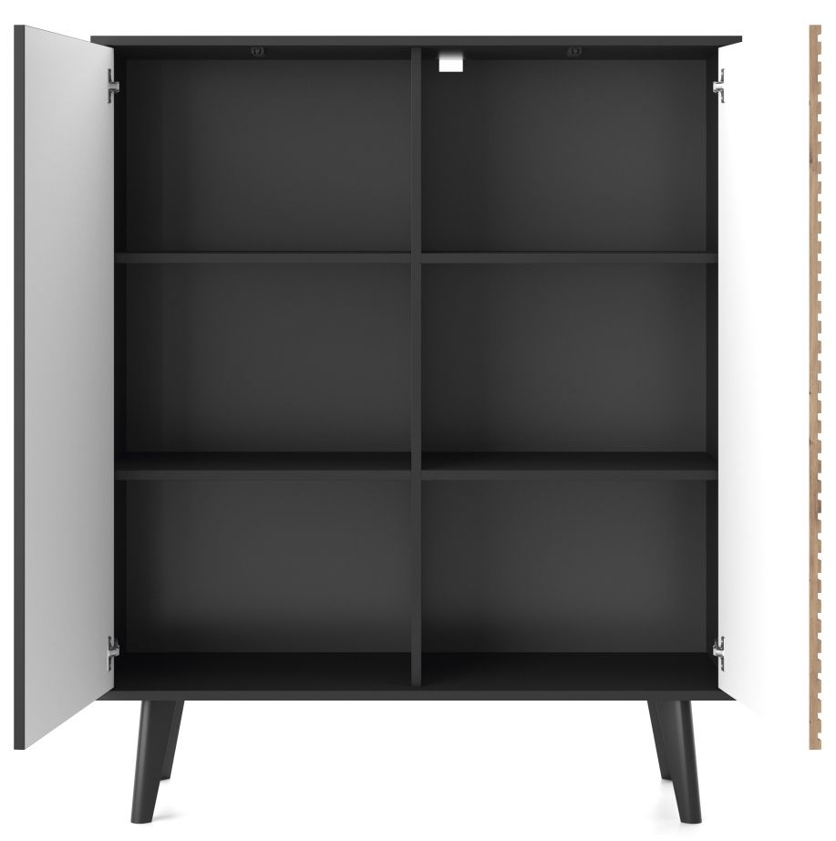 Augsta kumode ar rievām fasādēs "Willow KD104" — 3 attēls