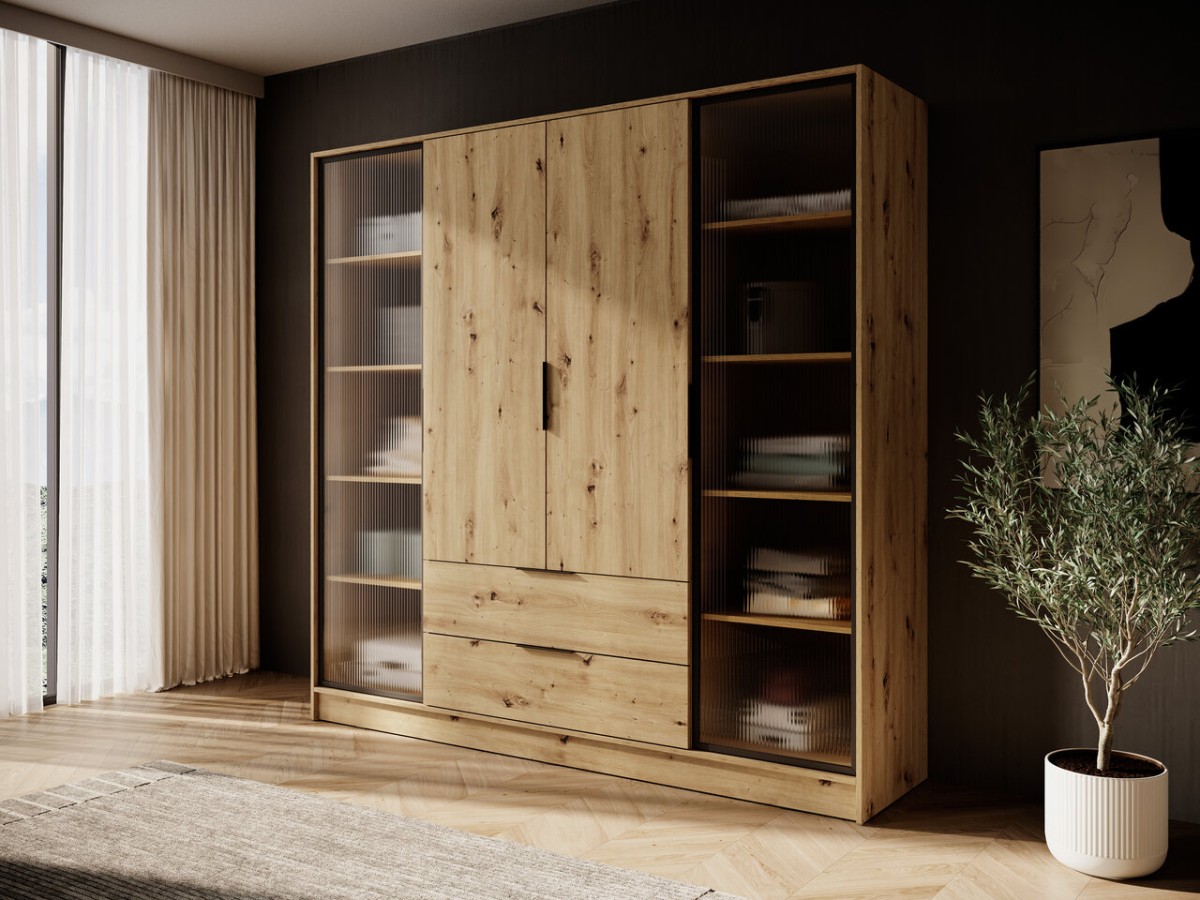 Loft stila skapis ar 4 durvīm, rievām un atvilktnēm, Kelly 4D RD — изображение 4
