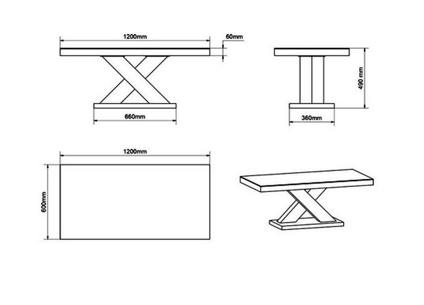 XENON MINI kafijas galdiņš 120x60 kapučīno/spīdīgi balts — 3 attēls