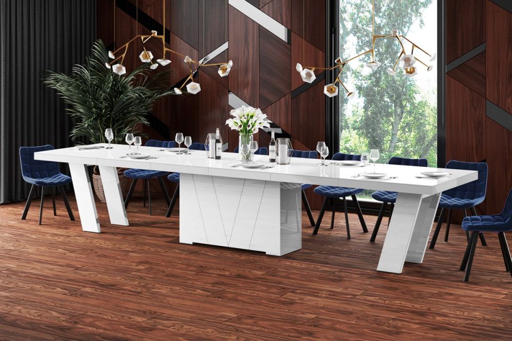 GRANDE izvelkams galds 160(412)x100 balts, spīdīgs — изображение 4