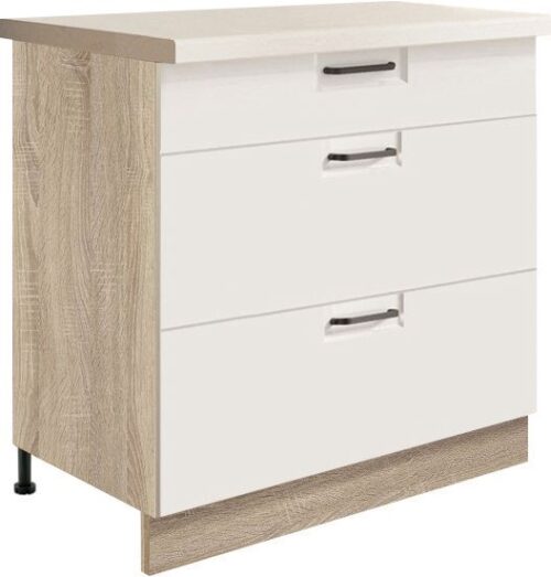 Apakšējais skapis 80 cm ar atvilktnēm Favorit White FW-22D