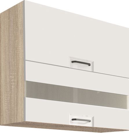 Sienas skapis 80 cm, vitrīna Favorit White FW-41G