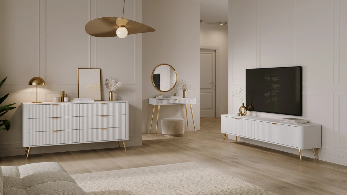 Lante kumode 163 cm 6S uz augstām kājām, balta — изображение 7