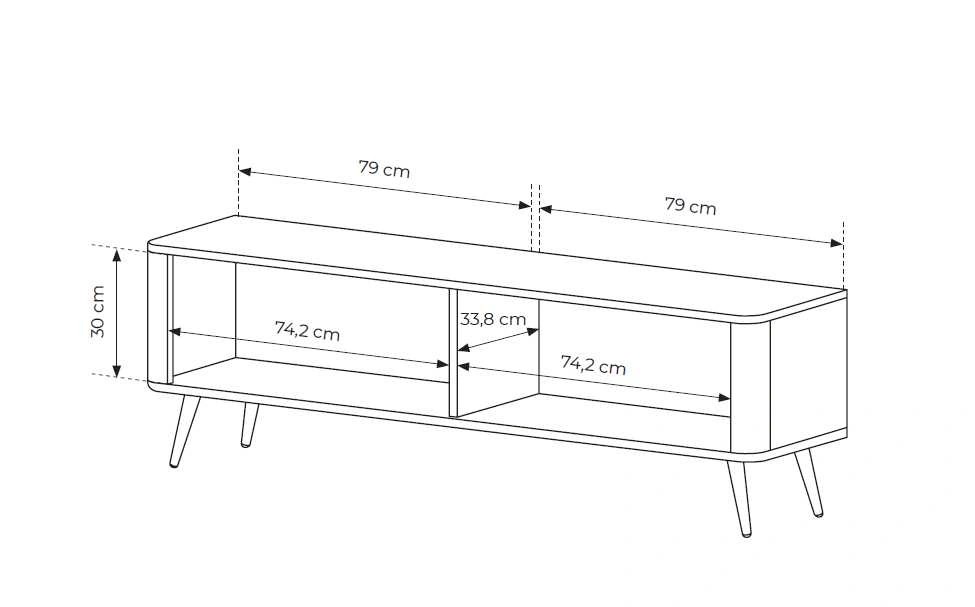 Lante TV skapītis 163 cm uz augstām kājām, balts — 6 attēls