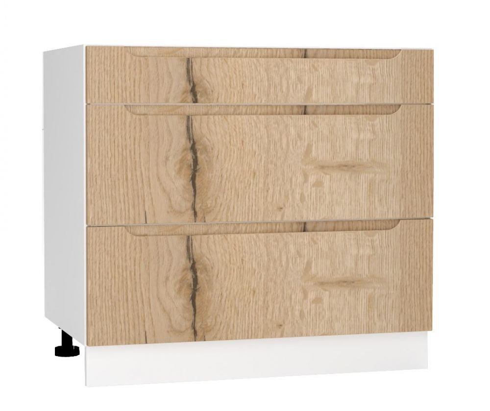 Apakšējais skapītis 90 cm atvilktņu skapim D90 PC S/3 Zoya
