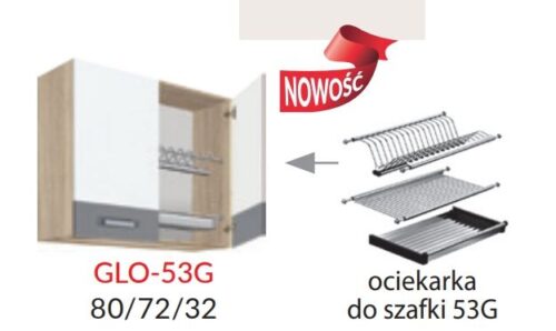80 cm sienas skapis ar Global GLO-53G žāvētāju