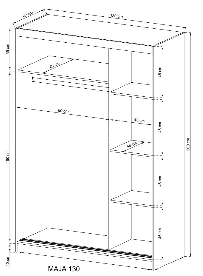 Maja bīdāmais skapis 130 vai 150 cm — 4 attēls