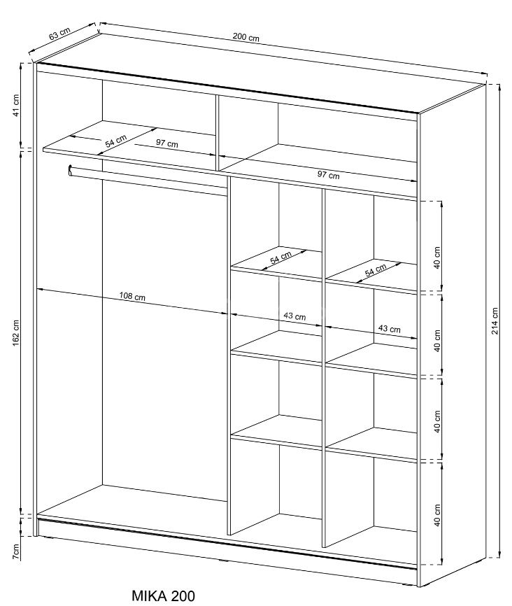 Mika III bīdāmais skapis 150 vai 200 cm — изображение 6