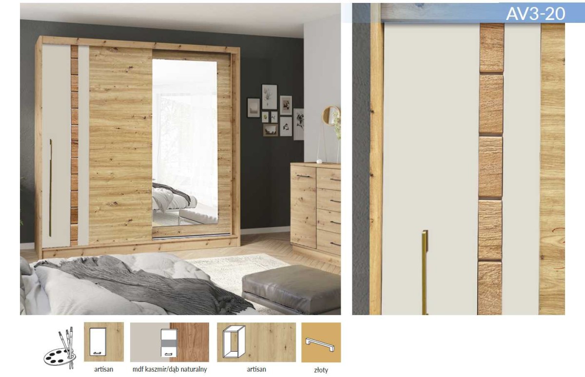 Kašmira bīdāmais skapis ar spoguli Avantgarde AV3-200 cm — изображение 3