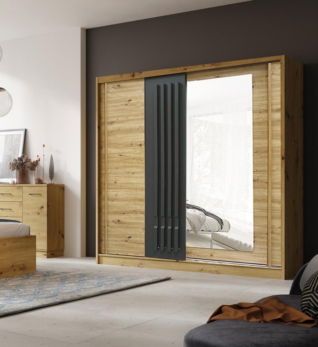 Avantgarde AV5-200 cm bīdāmais skapis ar spoguli