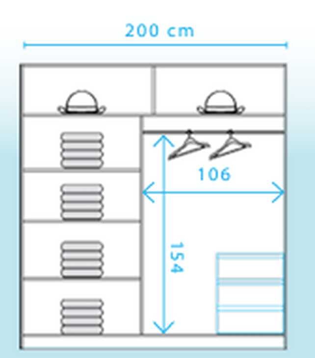 Avantgarde AV5-200 cm bīdāmais skapis ar spoguli — 4 attēls
