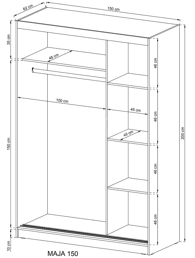Maja bīdāmais skapis 130 vai 150 cm — 5 attēls