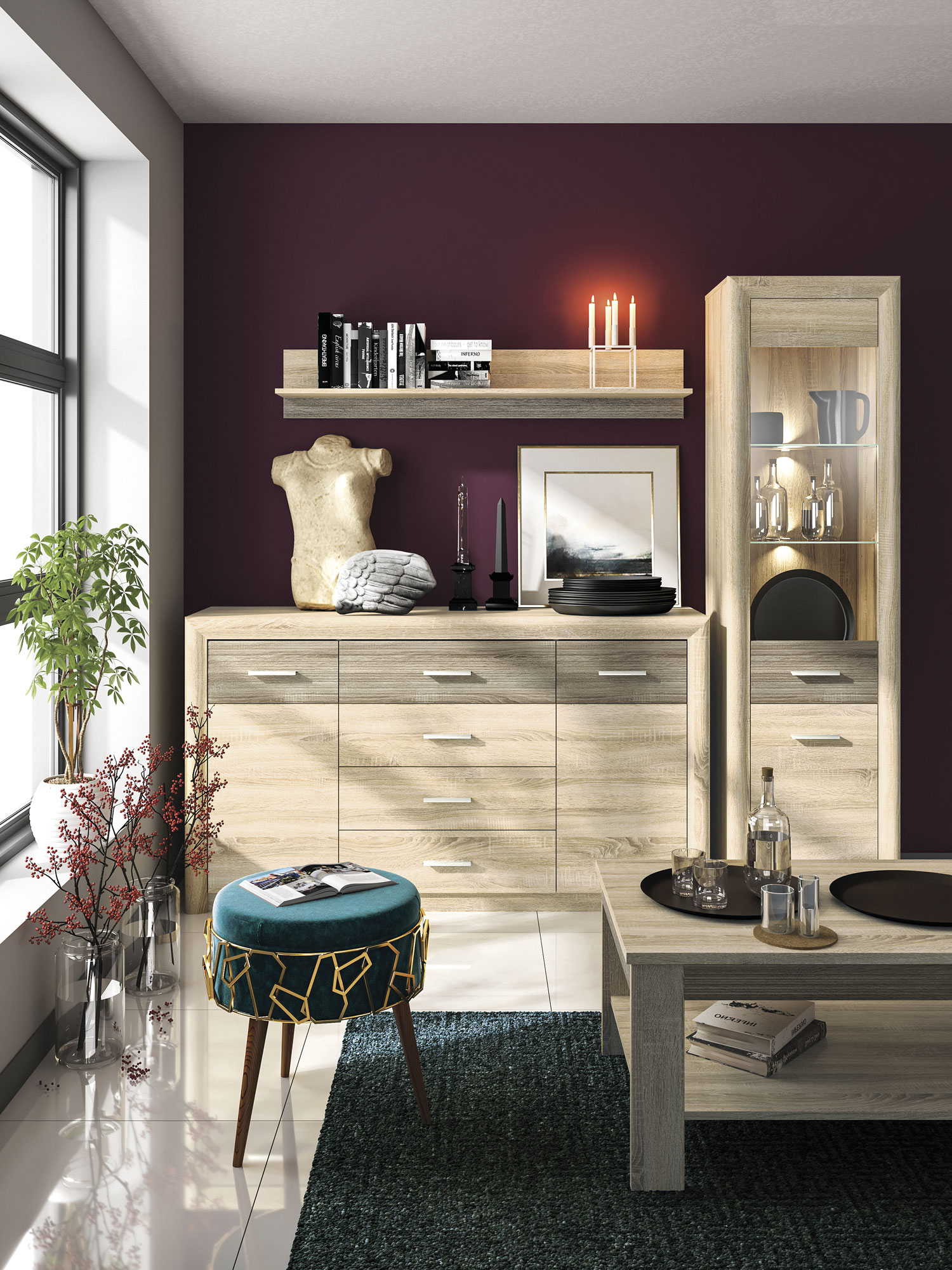 Castel 03 kreisais gaišais sonoma/MDF sonoma trifele - plaukts — 9 attēls