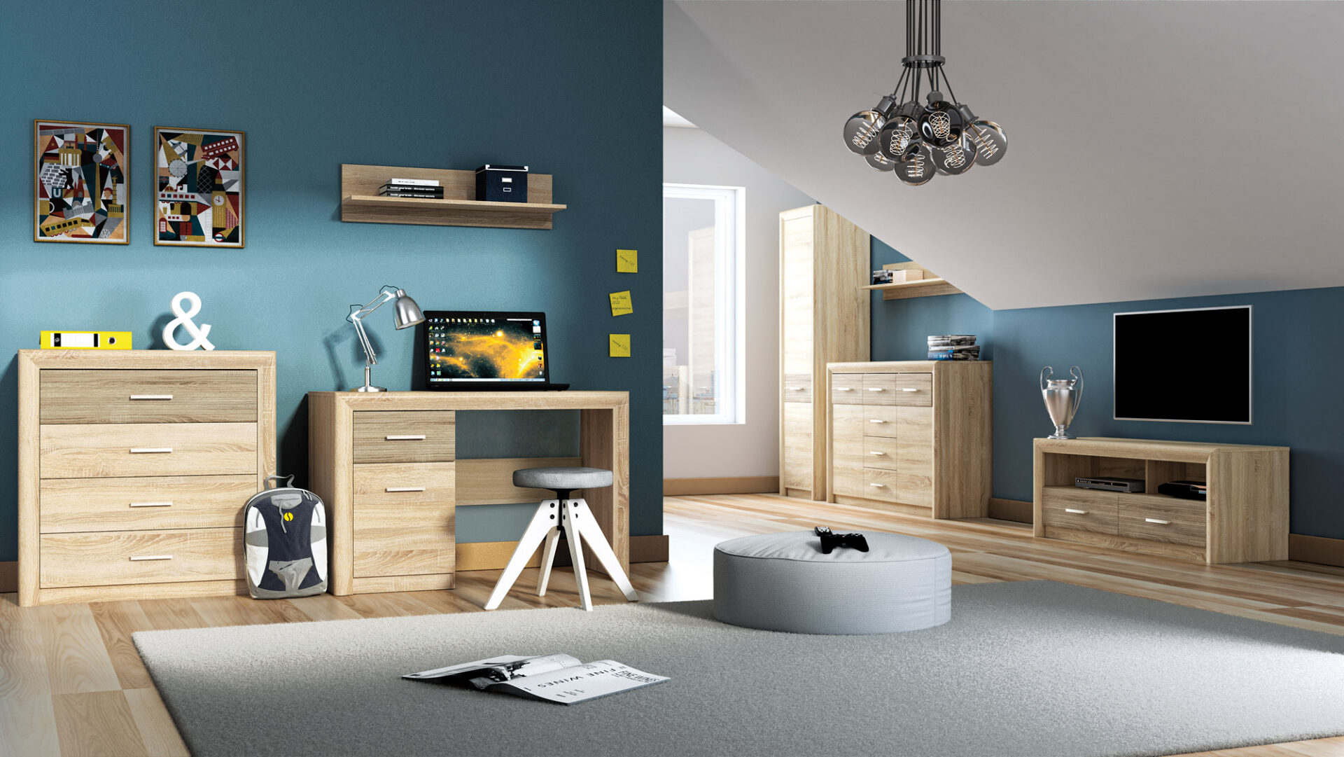 Castel 03 kreisais gaišais sonoma/MDF sonoma trifele - plaukts — 12 attēls