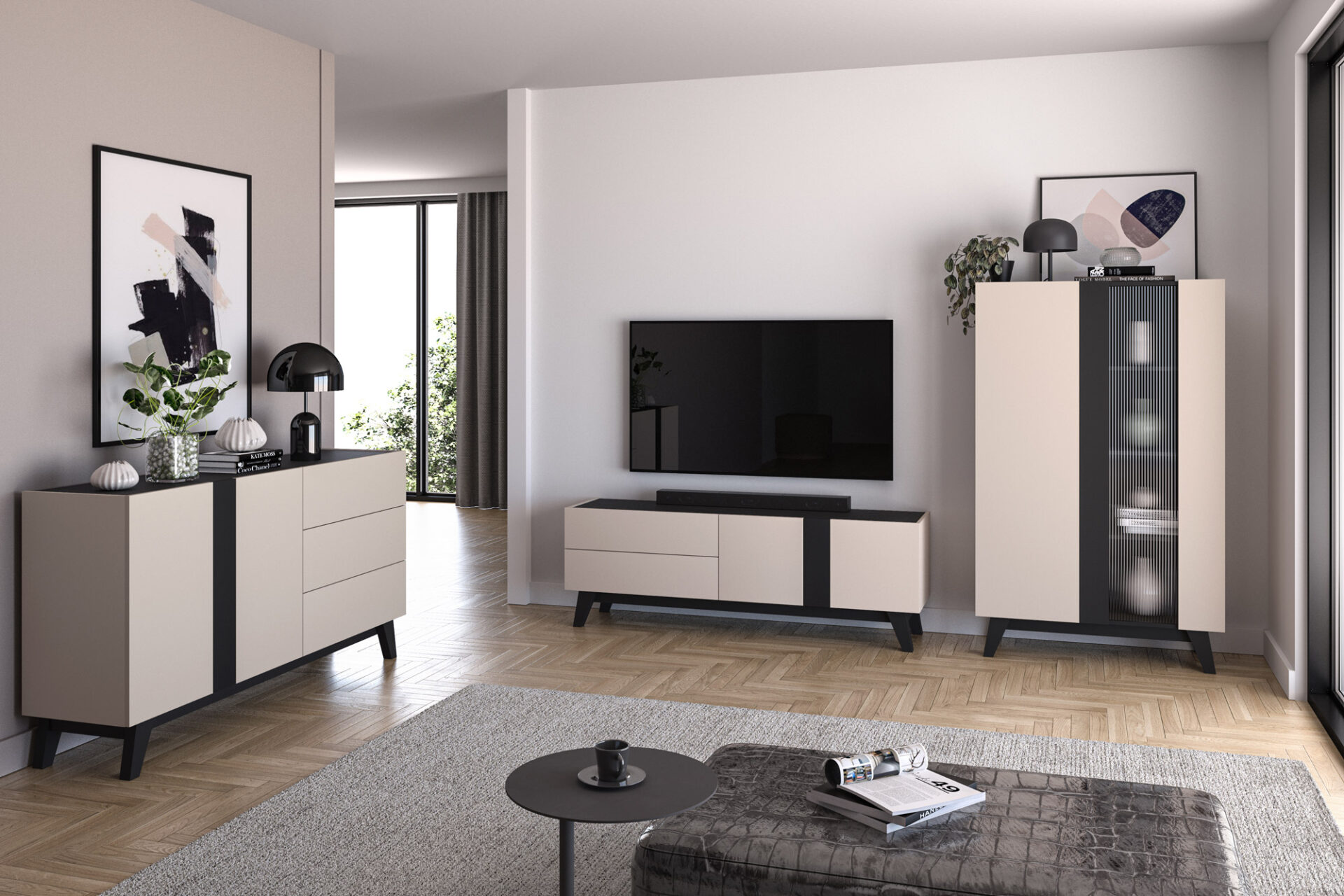 Freshion 02 kašmira/melna vitrīna 1D1W — 10 attēls