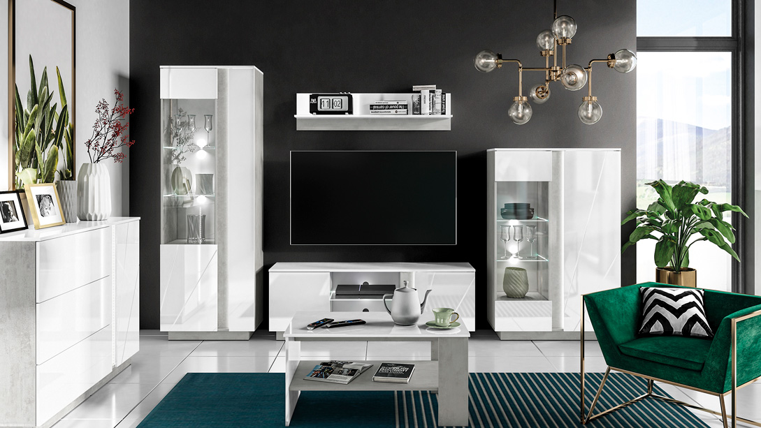 LUMENS 10 betona sudraba/spīdīgi balta kafijas galdiņš — 4 attēls