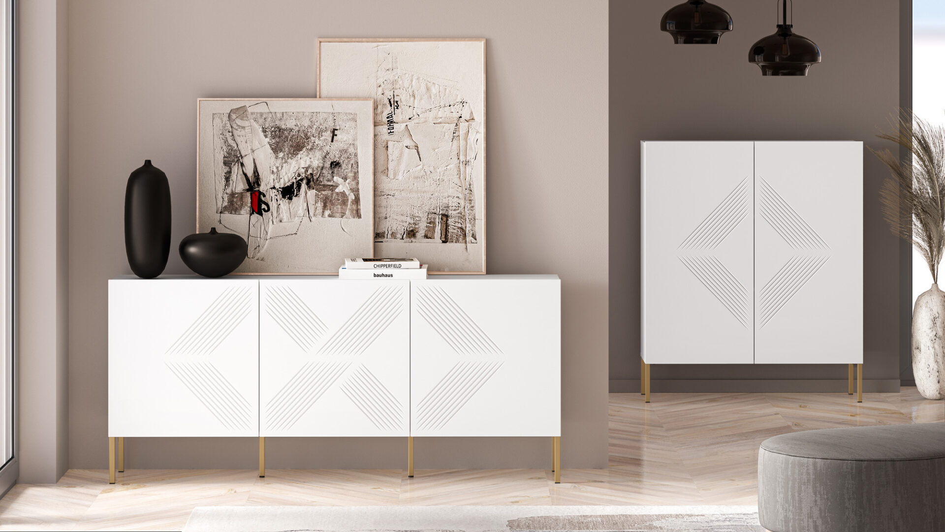 Clearing 02 Alpine White / Gold Leg - 3D kumode — 7 attēls