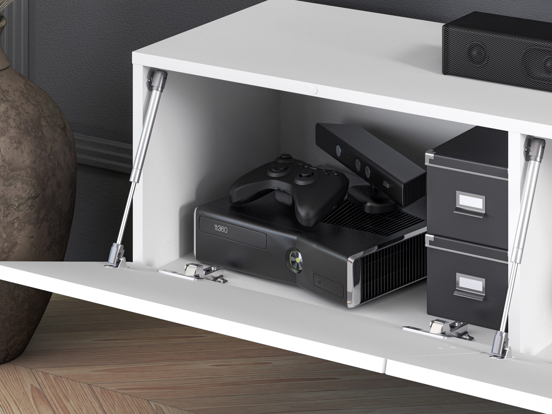 Clearing 07 Alpine White - Pie sienas stiprināms 3K TV skapītis — 6 attēls