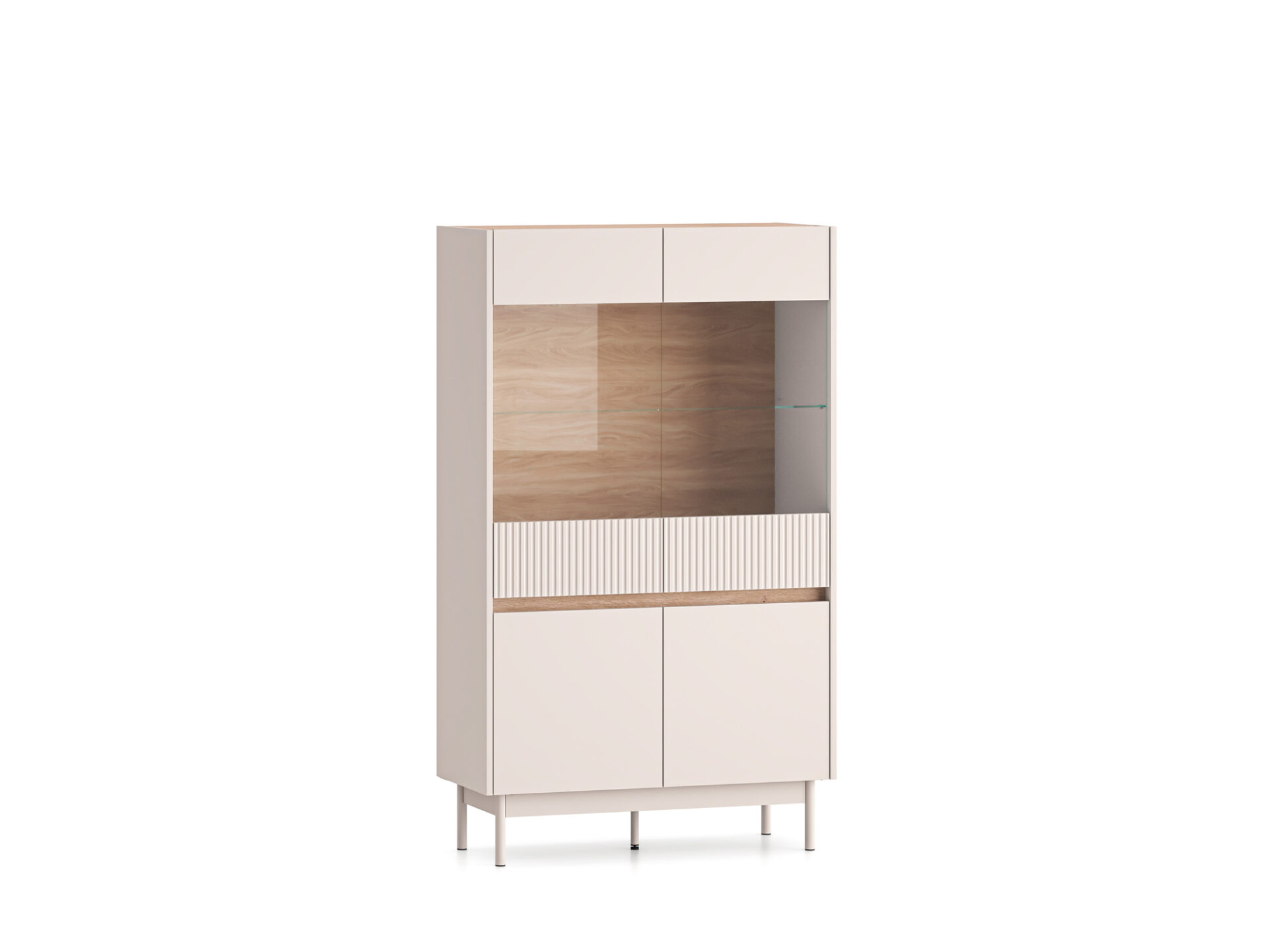 Dunea 03 kašmira/kremona ozols torro - 2D2W vitrīnas skapis